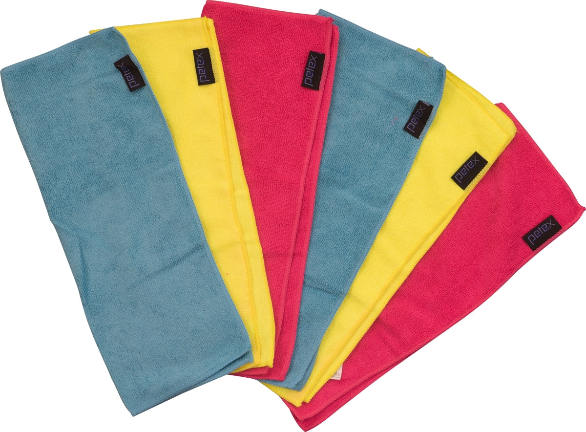 Mikrofaser Reinigungstuch, 6er Pack, ca. 40 x 30 cm, 2x rot, 2x gelb, 2x blau