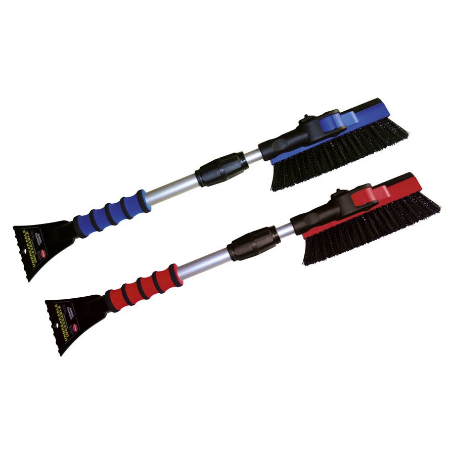 Schneebesen / Eiskratzer 4602 mit Gummilippe, Besen 90° schwenkbar, Teleskopstange Länge 66 - 89 cm