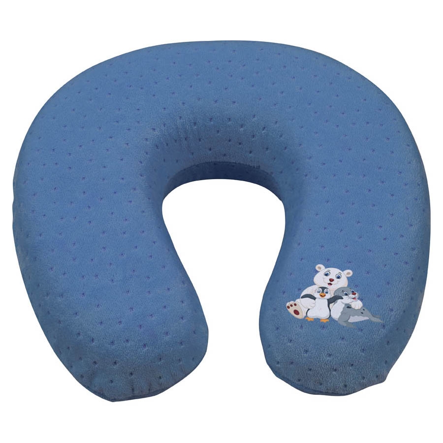 Nackenrolle, Velours, ca. 29 x 28 cm, mit Logo, blau