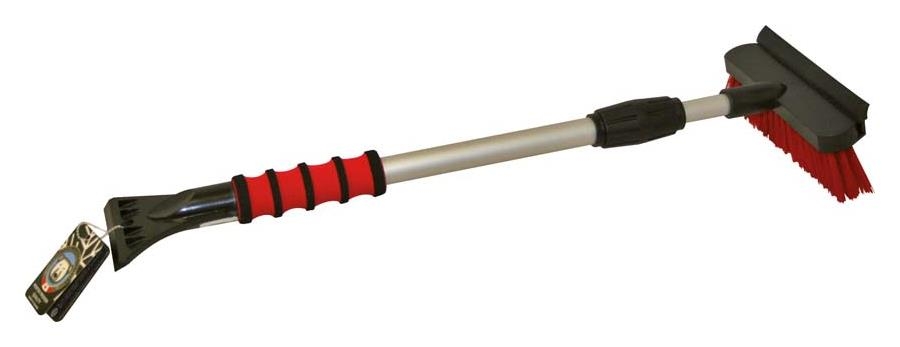 Schneebesen / Eiskratzer 4601 rot Mit Gummilippe, Teleskopstange Länge 58 - 91 cm