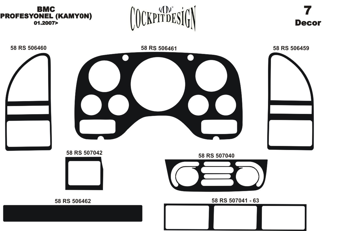 3D Cockpit Dekor für BMC PROFESYONEL 2007 7 Teile